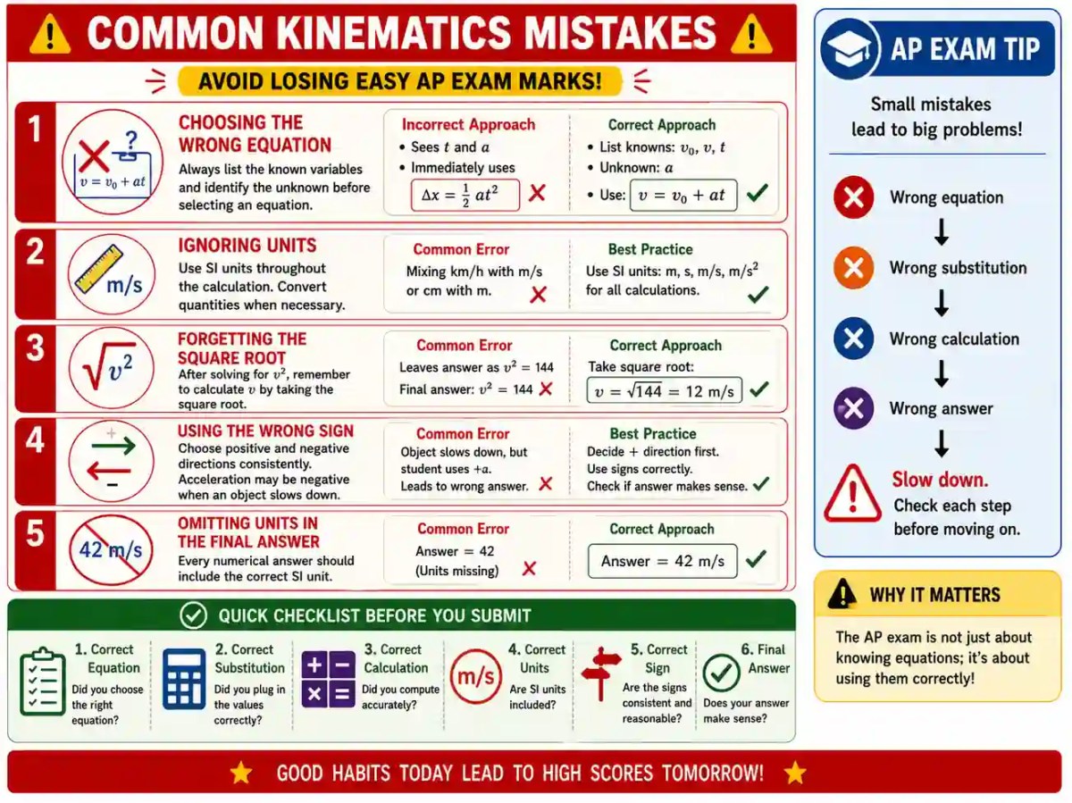 Common mistakes when solving AP Physics kinematics problems