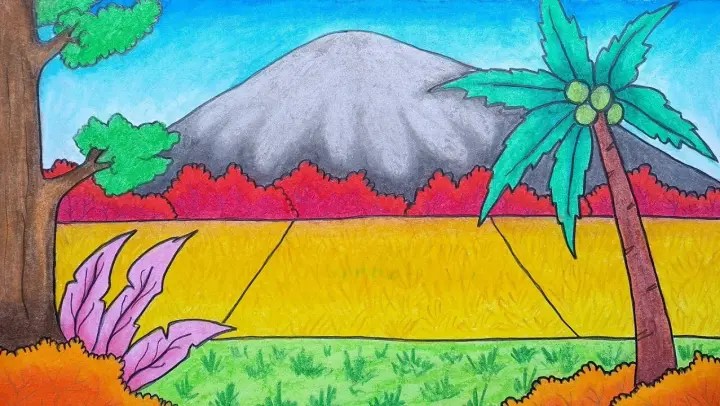 Pemandangan ini juga menggambarkan pulau sebrang dengan gambar bangunan rumah di tepi pantai. Cara Menggambar Pemandangan Alam Yang Mudah Dan Indah How To Draw Nature Scenery Easy And Nice Bstation