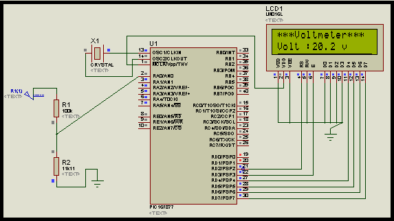 Digital Voltmeter Using Pic16f877a 