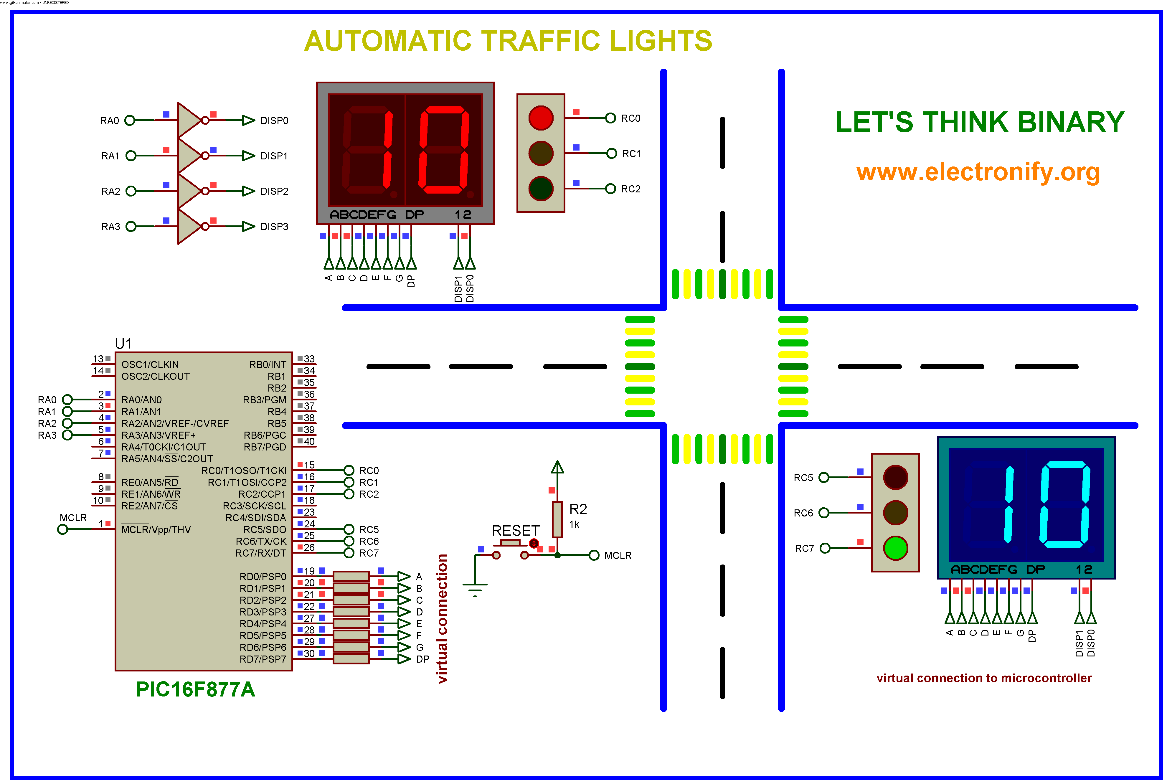 Circuit Diagram Traffic Light Controller Using 8051 Microcontroller