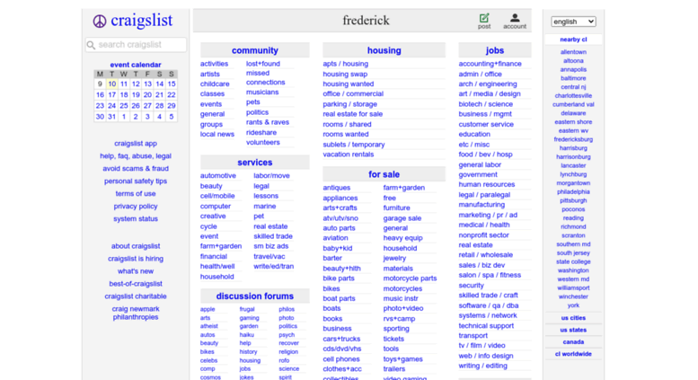 access frederickcraigslistcom craigslist frederick md jobs apartments for sale services community and events on craigslist md pets frederick