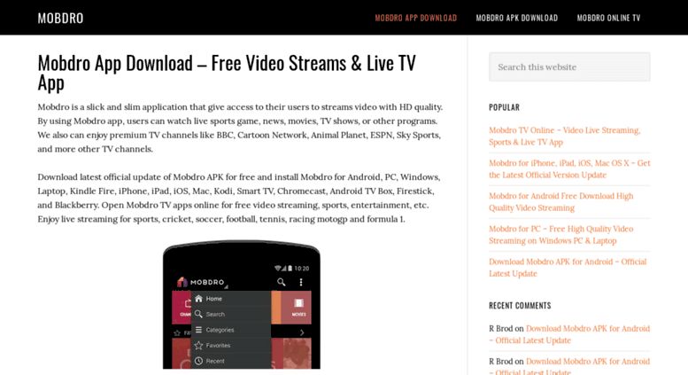 Access Mobdroappdownload Com Mobdro App Download Free