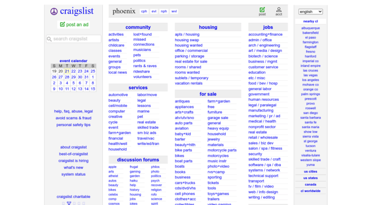 access phoenixcraigslistorg craigslist phoenix az jobs apartments for sale services community and events on phoenix craigslist phoenix az pets