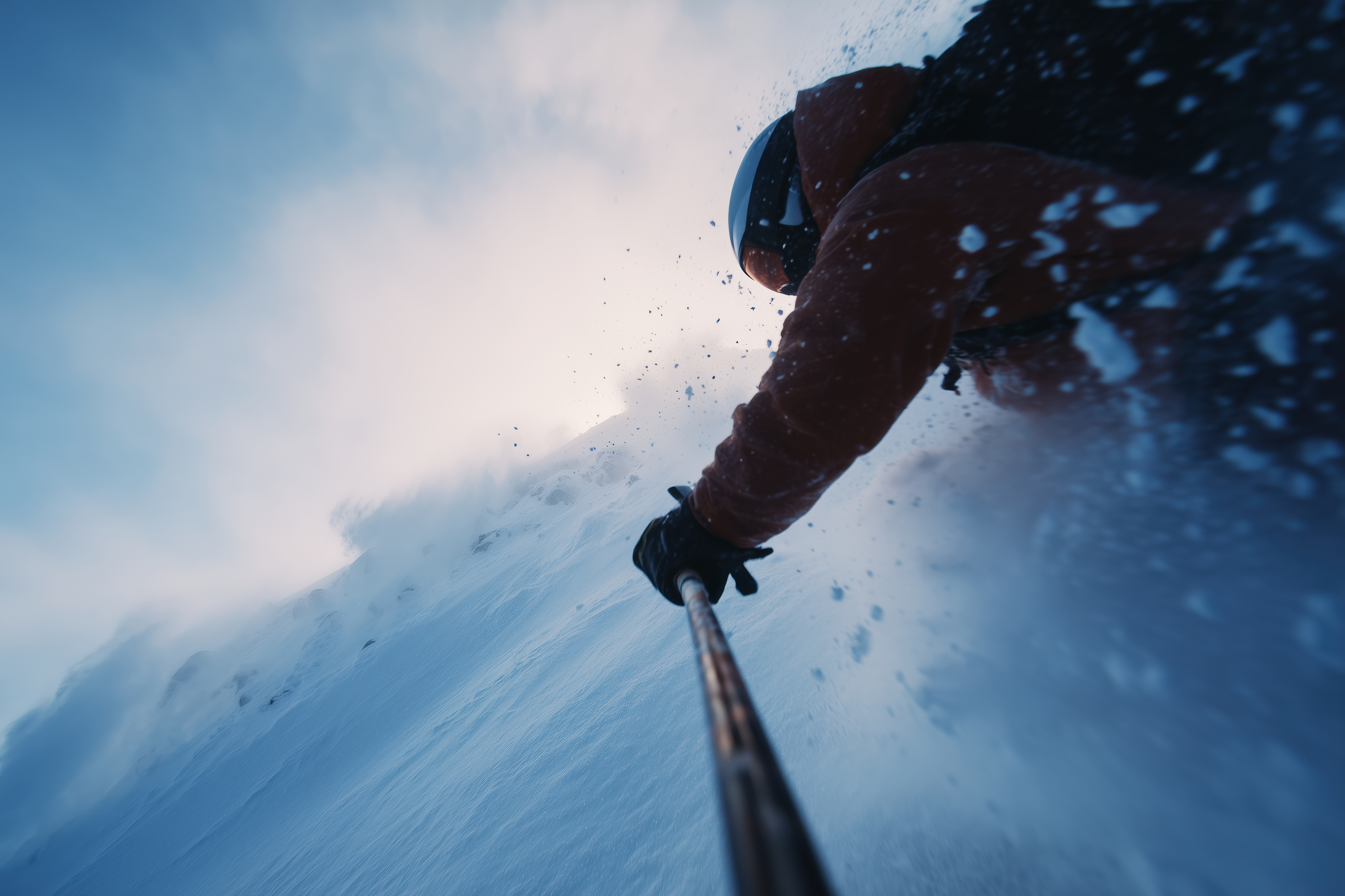 Extreme Skiing Action Camera Shot