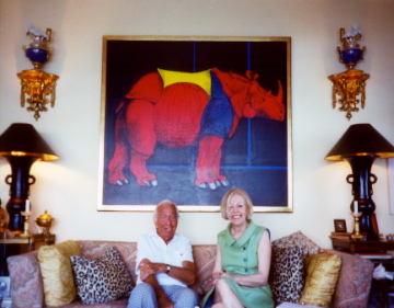 Cindy Canzoneri andRene Gruau at h is home in Cannes, France