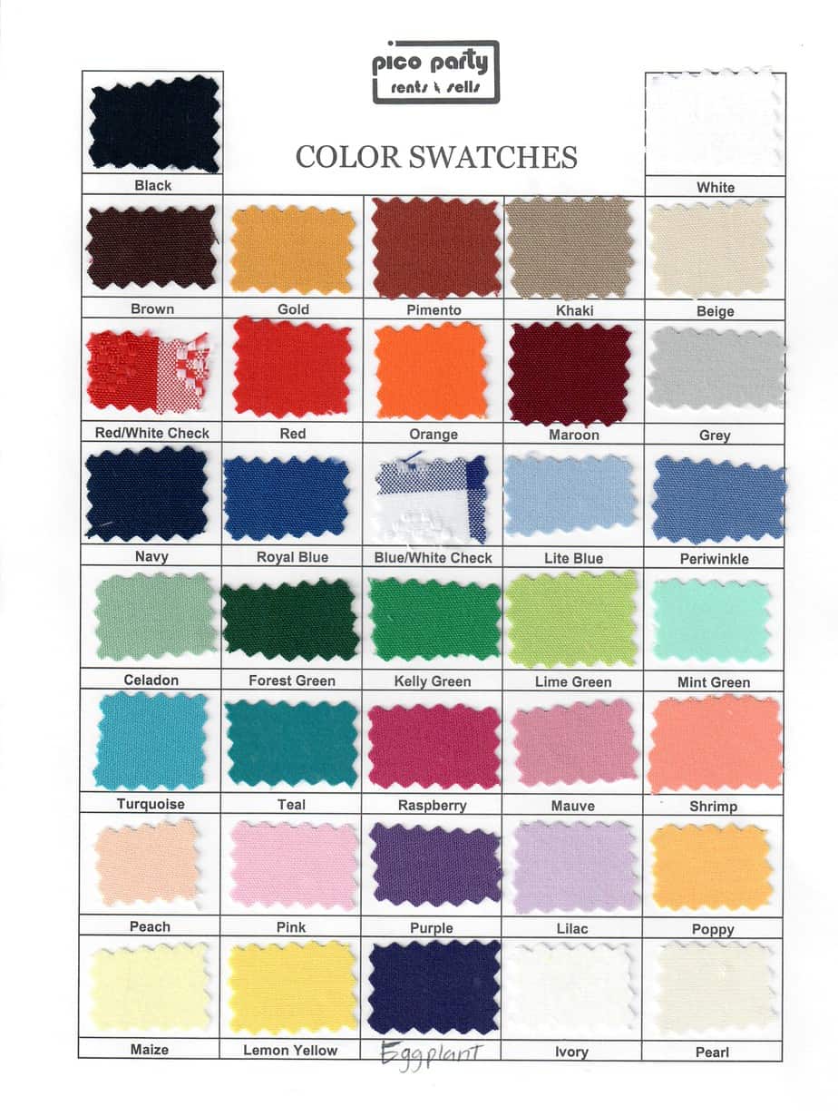 Poly Cotton Linens Pico Party Rentals, Los Angeles