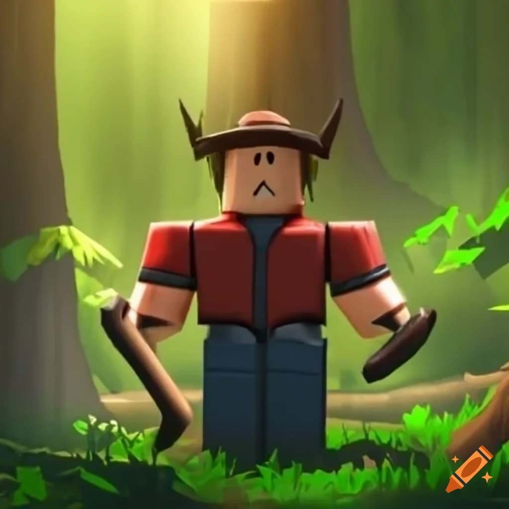 Generate A Roblox Lumberjack That Cuts A Tree On Craiyon