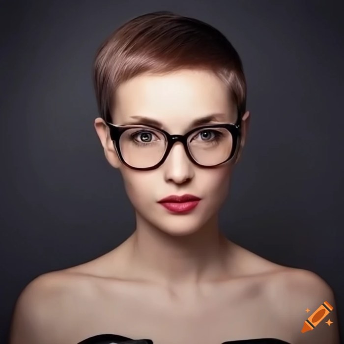 Woman with short hair and glasses Woman with short hair and glasses