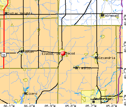 Elwood Indiana Map Cm3658 