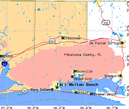 Mapa De La Isla Okaloosa Florida Un362 