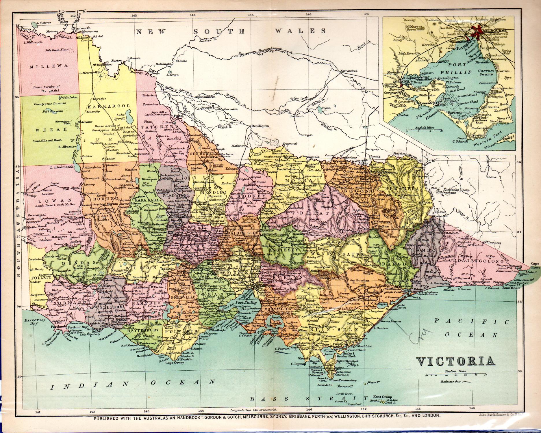 MAP Victoria From The Australian Handbook 1906 By John Bartholomew 808905828 