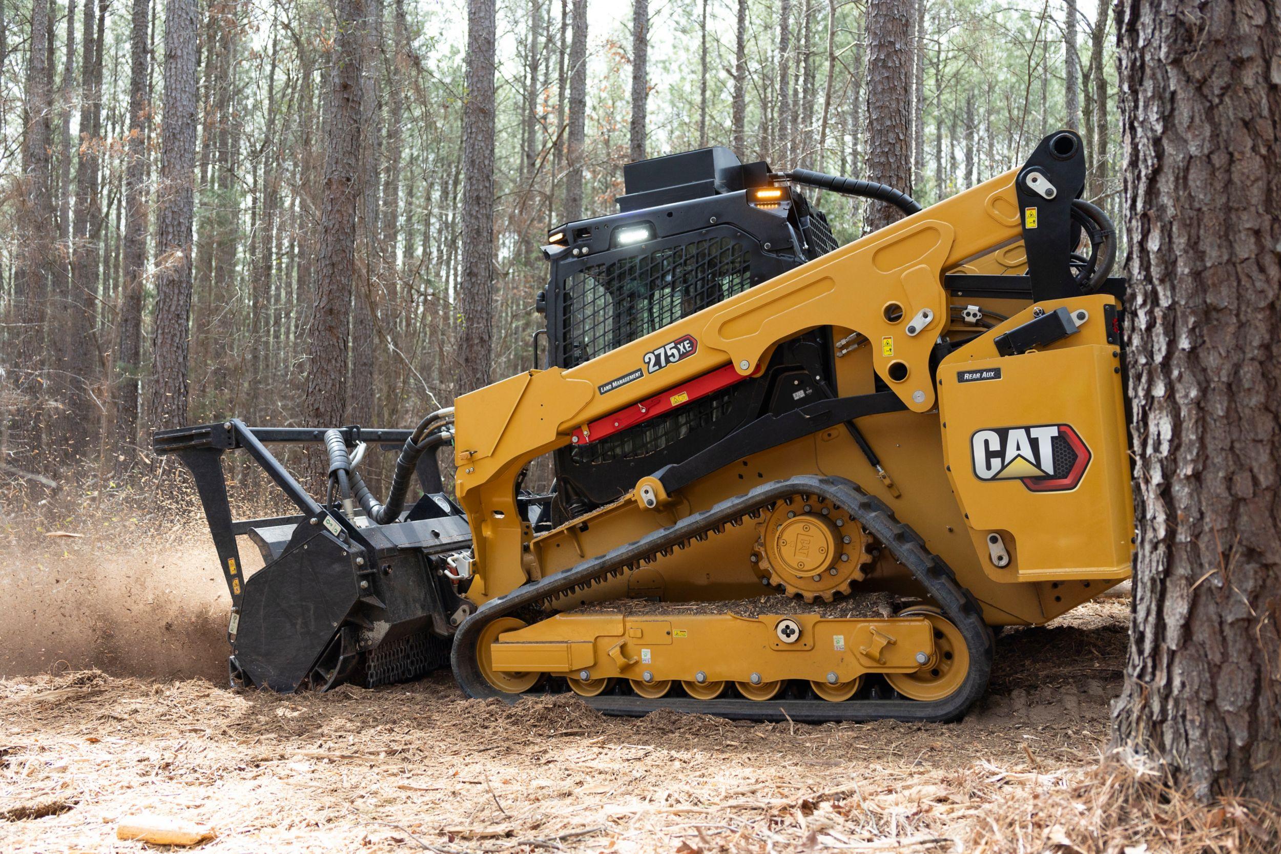 CAT 275 XE compact track loader with FAE forestry mulching head
