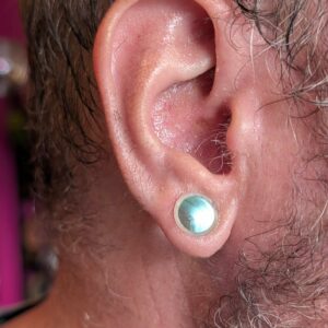 Fresh lobe punctures, pierced at 6mm and stretched to 8mm with glass jewellery. The core was kind of cool. Thank you to the lovely Peter.