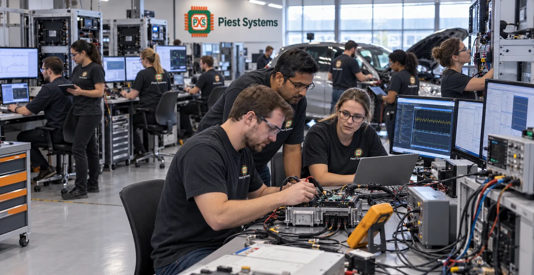 Piest Systems engineers providing automotive testing services using ECU test benches, HIL systems and diagnostic equipment.