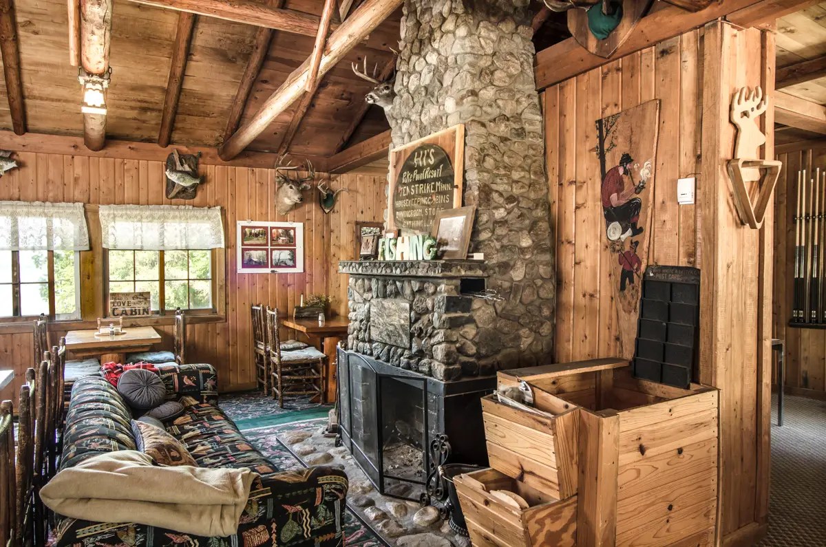 fireplace in the lodge