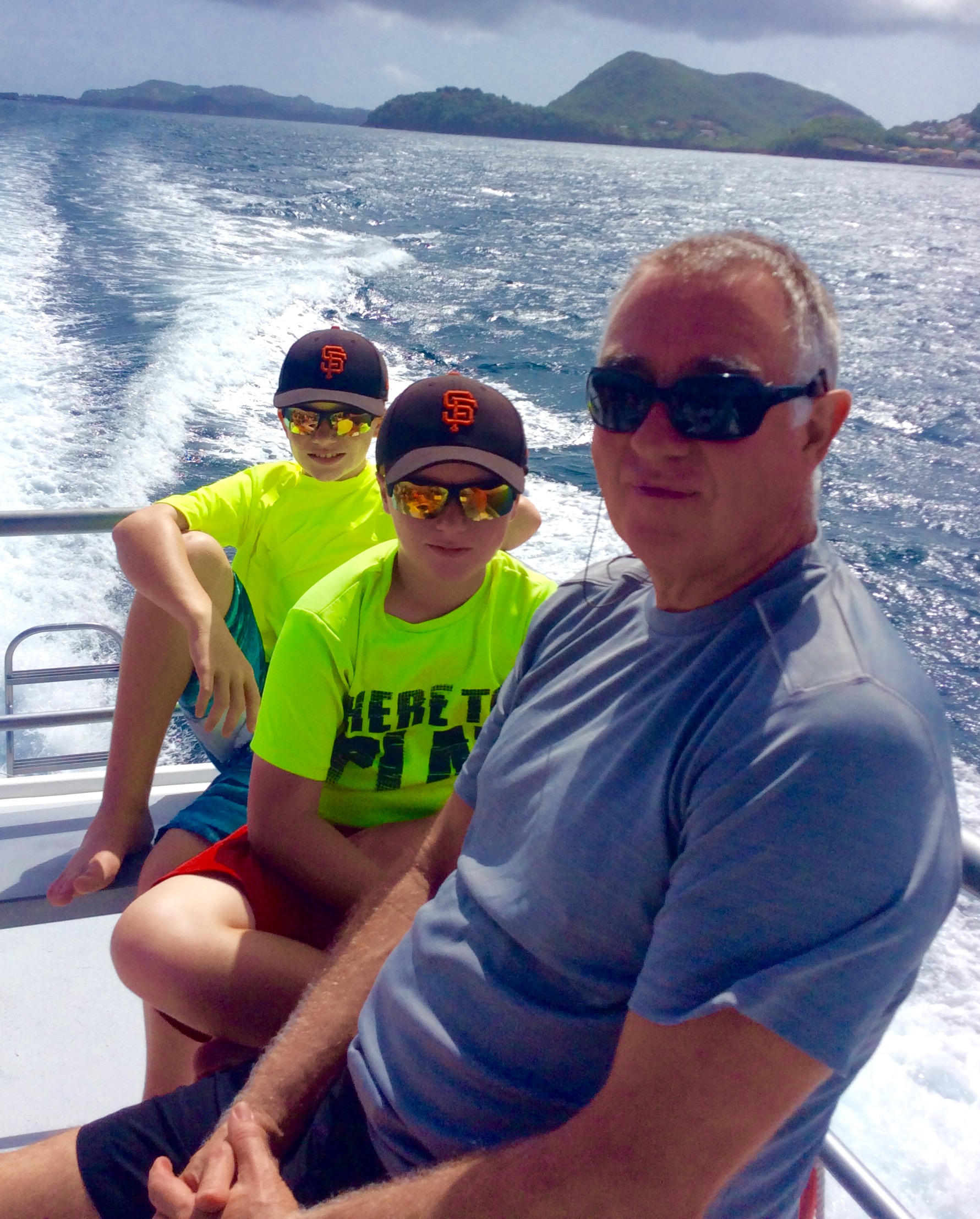 Ryan, Ronan & Randy heading out on the Dive St. Luicia Boat