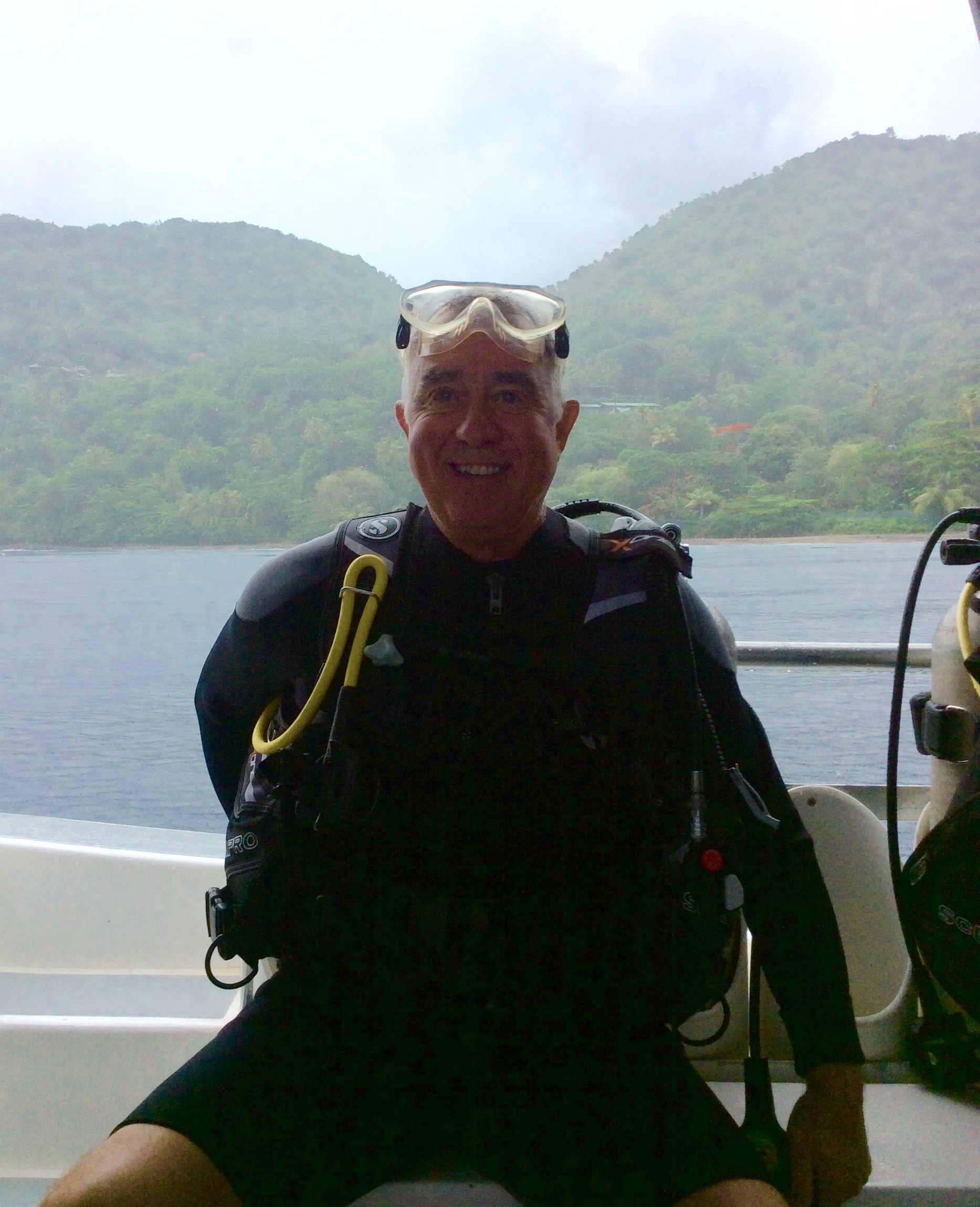 Randy getting ready to do the superman dive at the Pitons in St. Lucia
