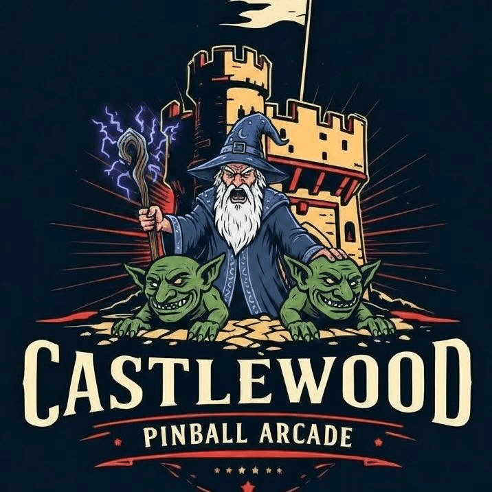 Logo for Castlewood Pinball Arcade located in Ballwin Missouri.