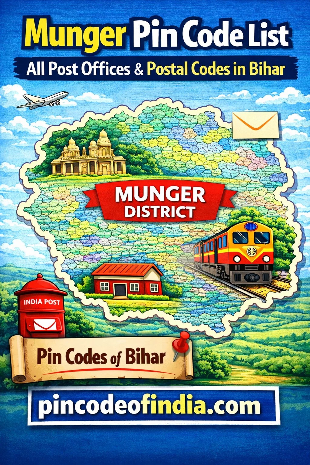 Munger Pin Code List – All Post Offices & Postal Codes in Bihar
