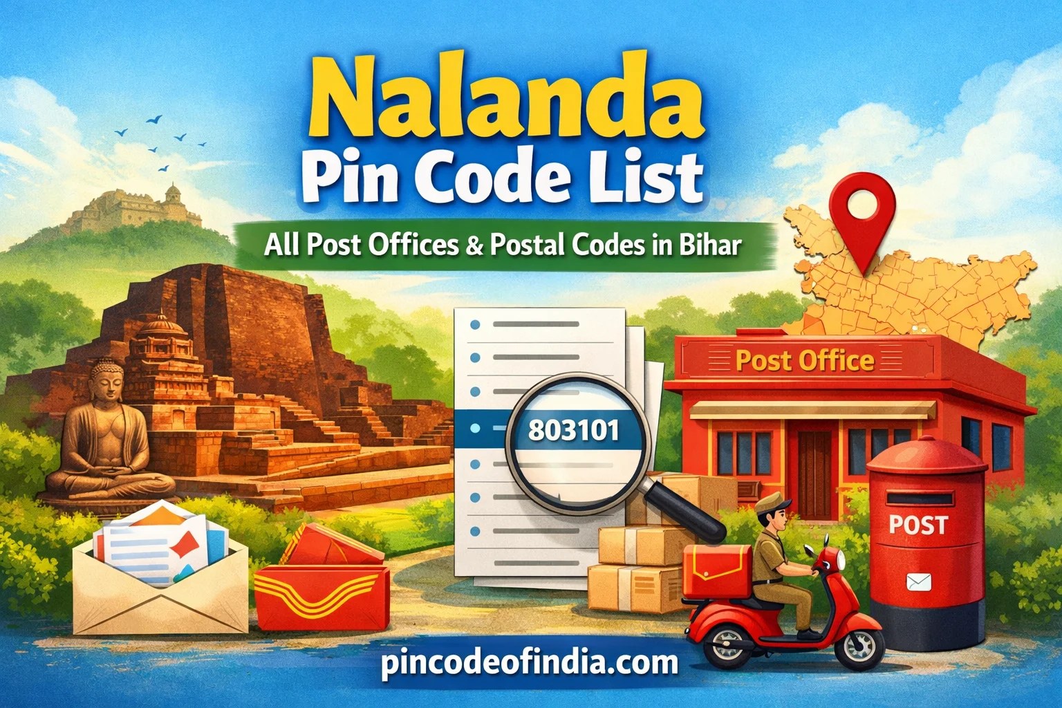 Nalanda Pin Code List – All Post Offices & 803xxx Postal Codes in Bihar