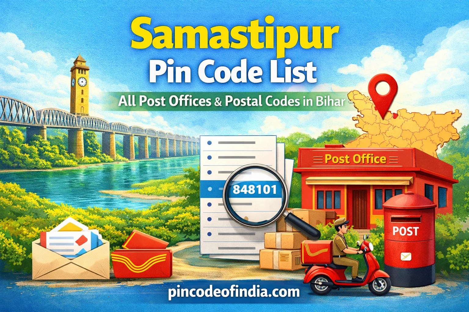 Samastipur Pin Code List – All Post Offices & Postal Codes in Bihar