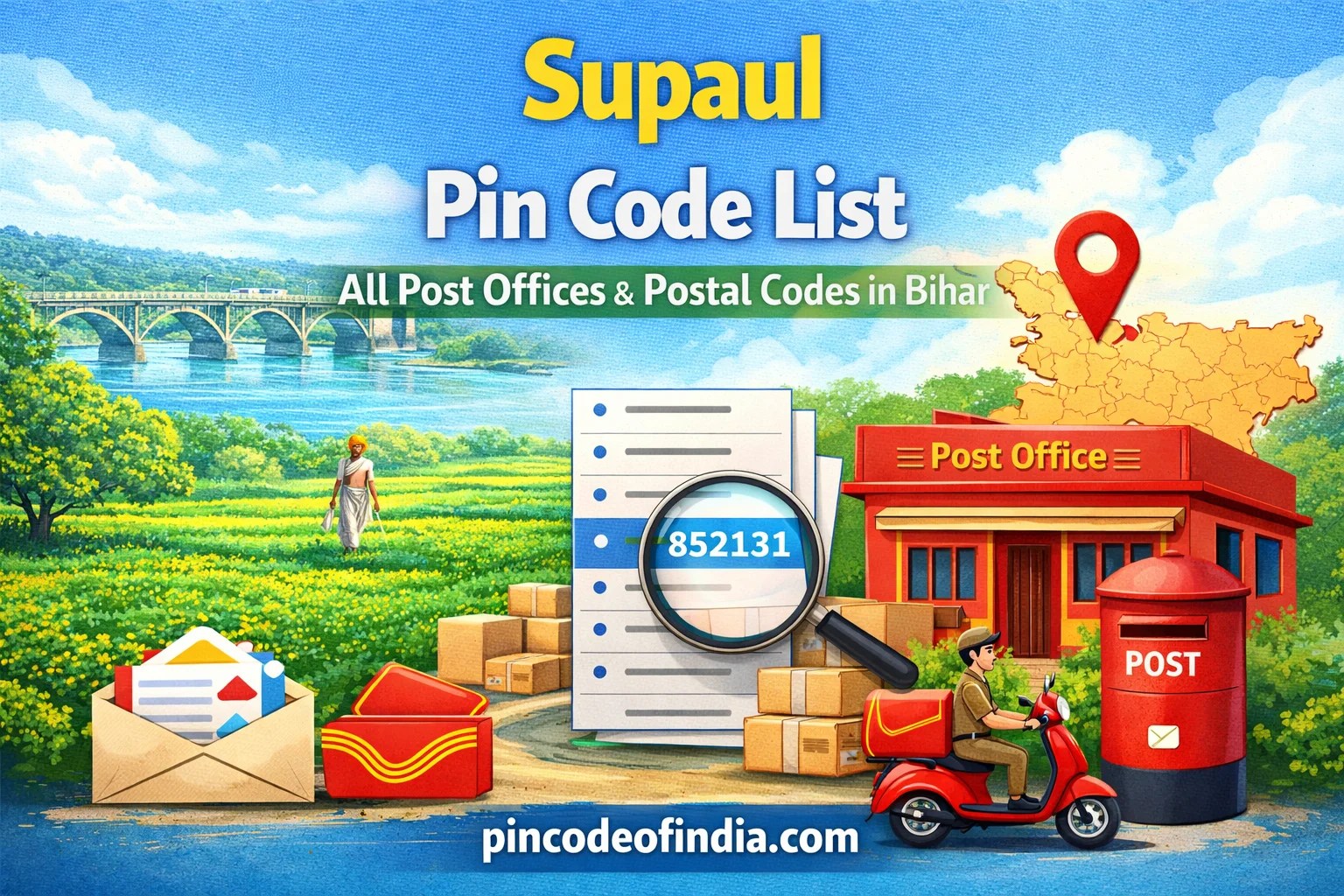Supaul Pin Code List – All Post Offices & Postal Codes in Bihar