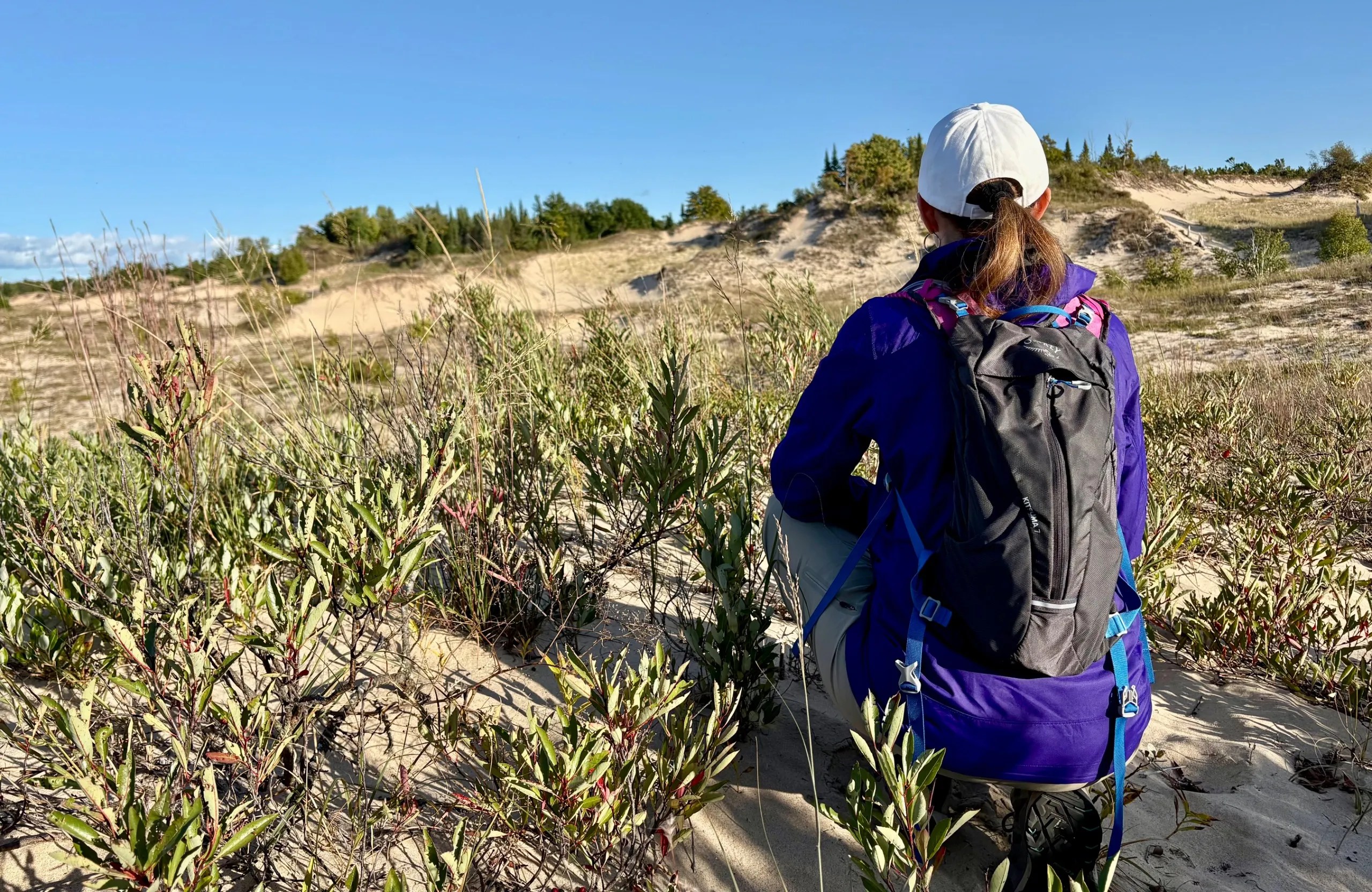 Looking out at the sand dunes at the end of Old Indian Trail