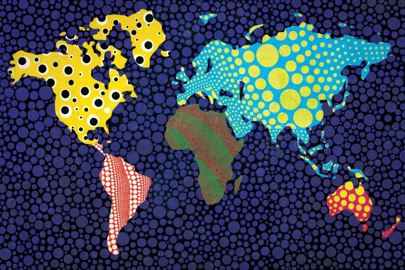 Color Mottled World Map Pineapple Licensing - Professional Mobile Mountain Designs | Free Download