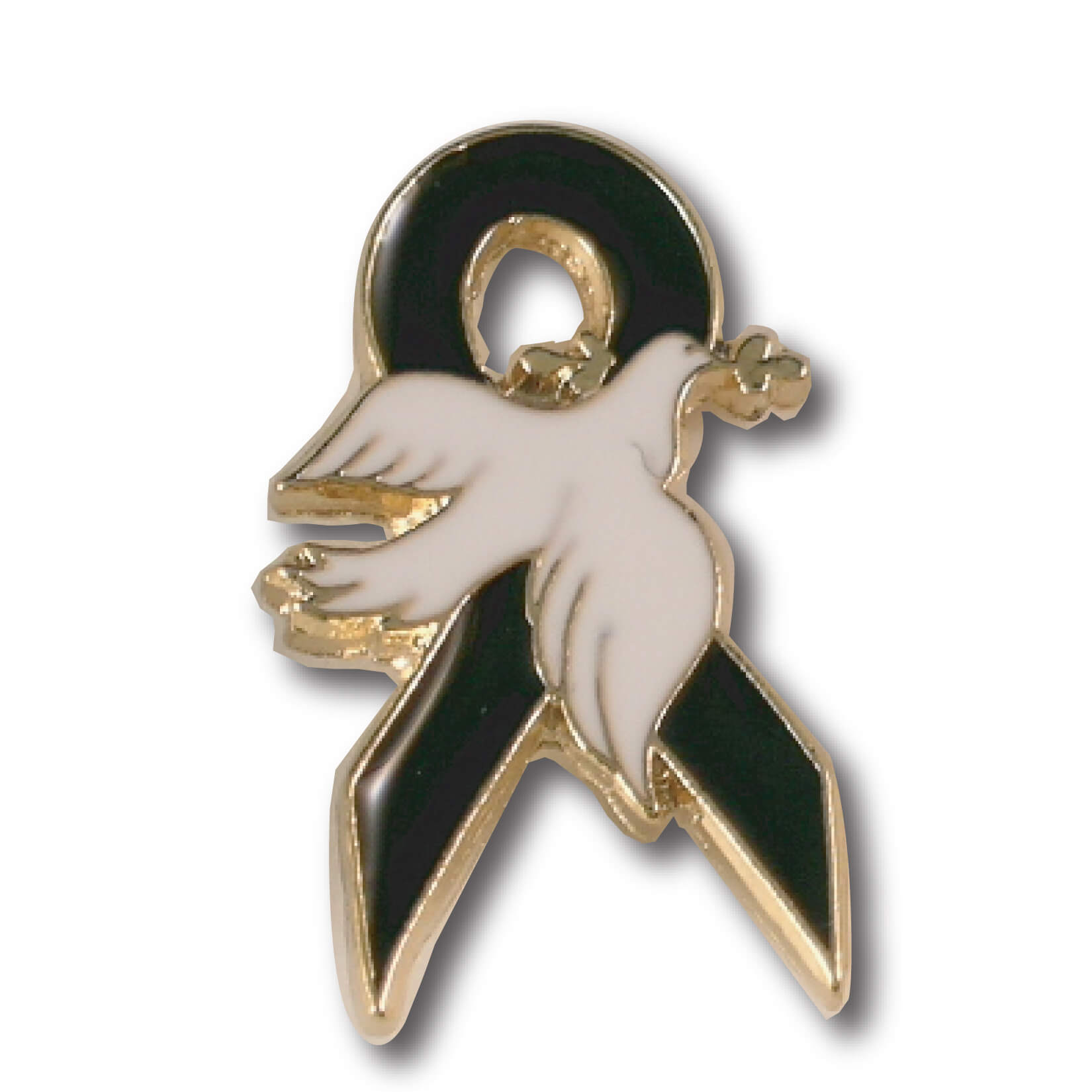 Black Ribbon Dove Lapel Pin PinLine