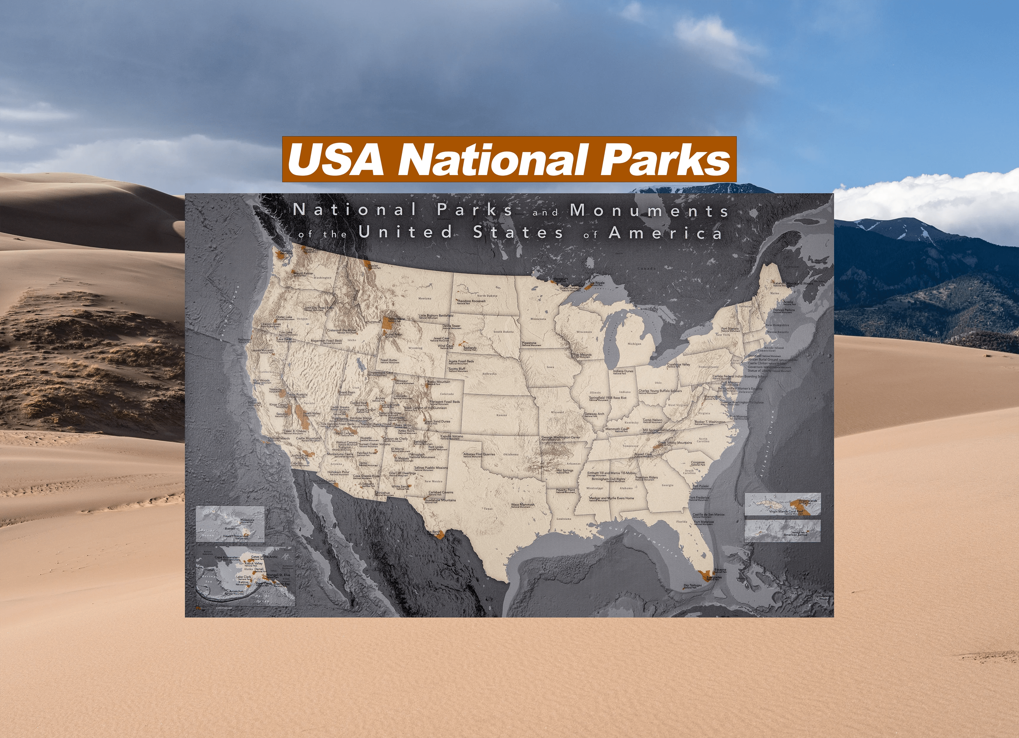 USA National Parks And Monuments Pin Trail Maps USA National Parks Thumbnail 2 