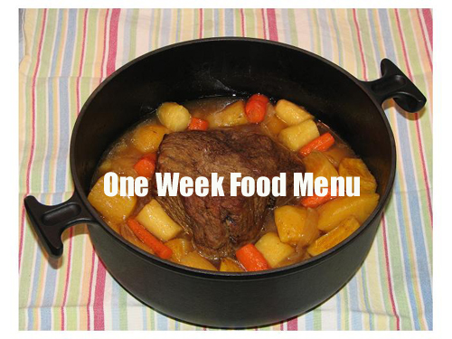 One Week Food Menu Economical And Healthy