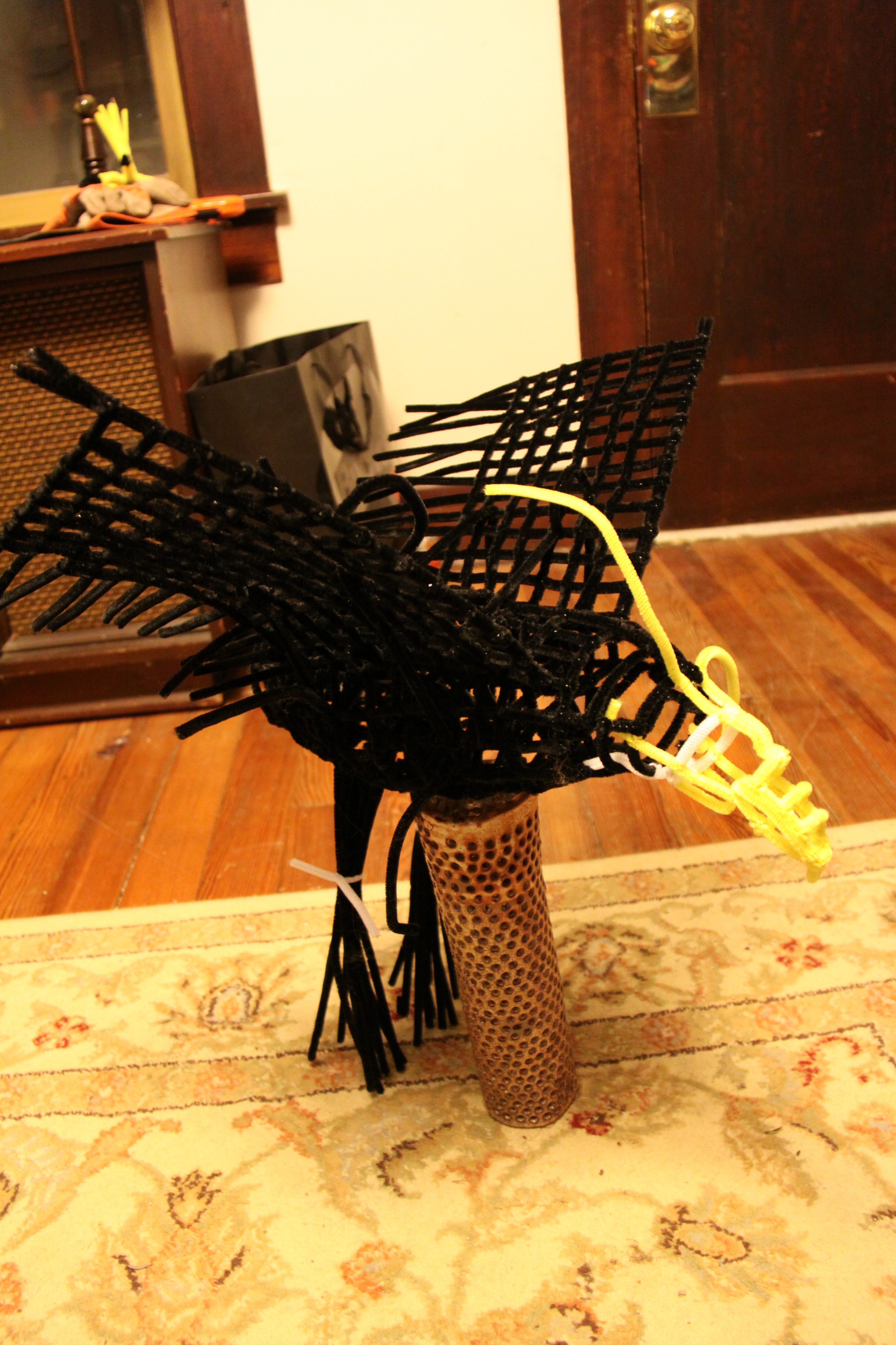Pipe cleaner eagle frame under construction
