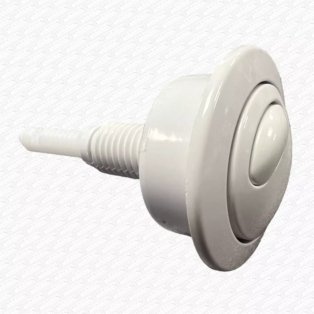 Bouton Poussoir Double Chasse D'eau Argenté - Pour Valve Optima 49 / Twyford - Diamètre 48 Mm - ABS - 9