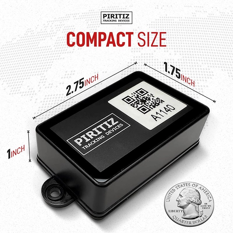 Piritiz compact GPS tracking device size comparison