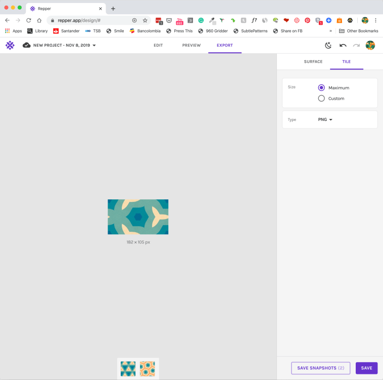 Pattern making with the Repper app - Exporting your design as a repeating tile
