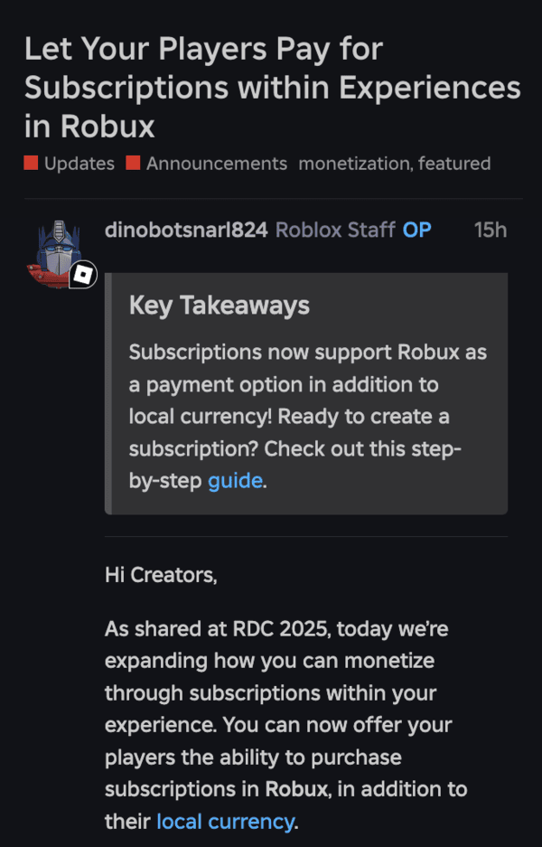 Roblox Players Can Now Pay For In Robux Alongside Local Roblox Official Update 