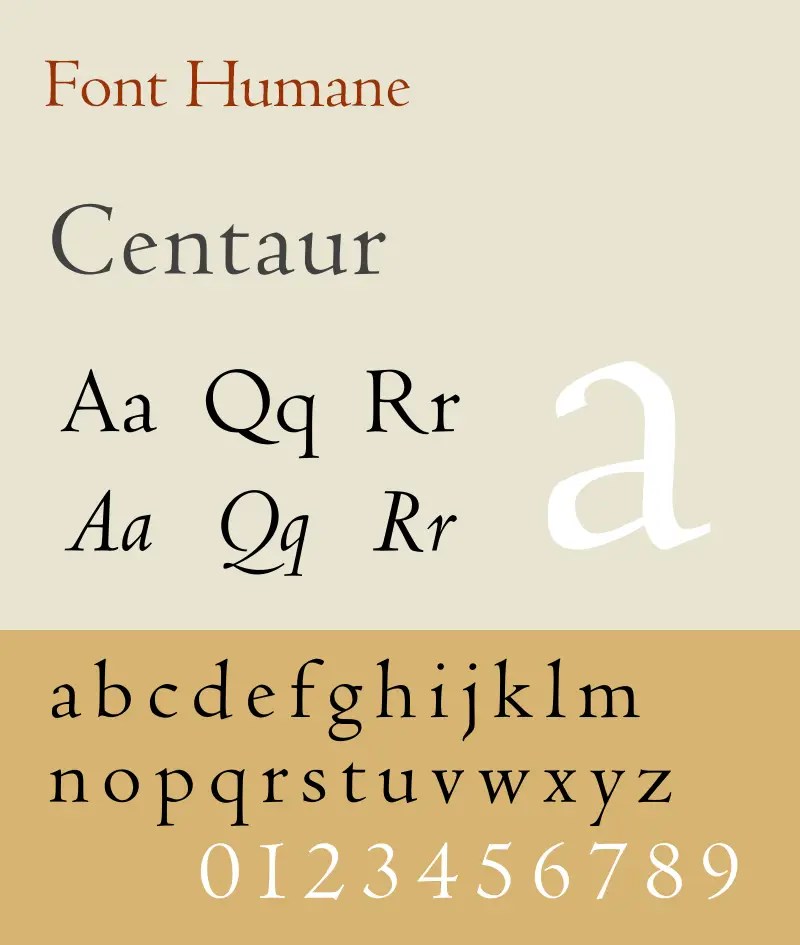 Exemple de typographie Humane : Centaur