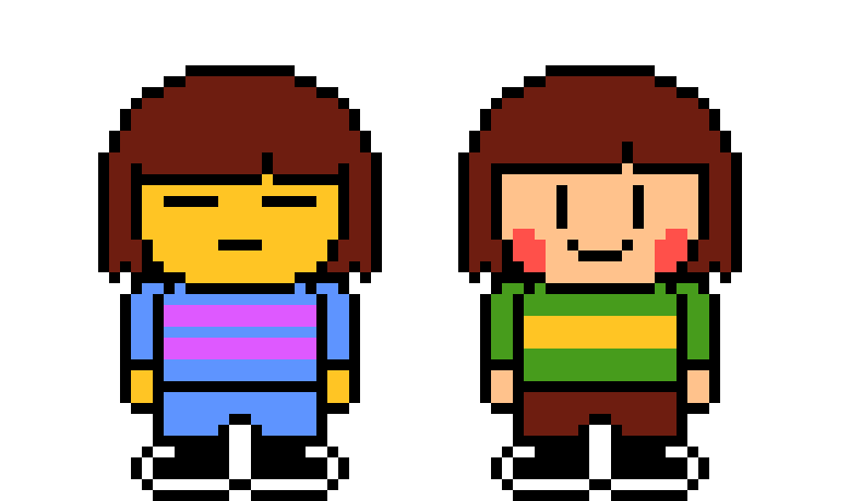 A computer running either windows or mac os; Fan-made Undertale Chara & Frisk Battle Sprite | Pixel Art Maker