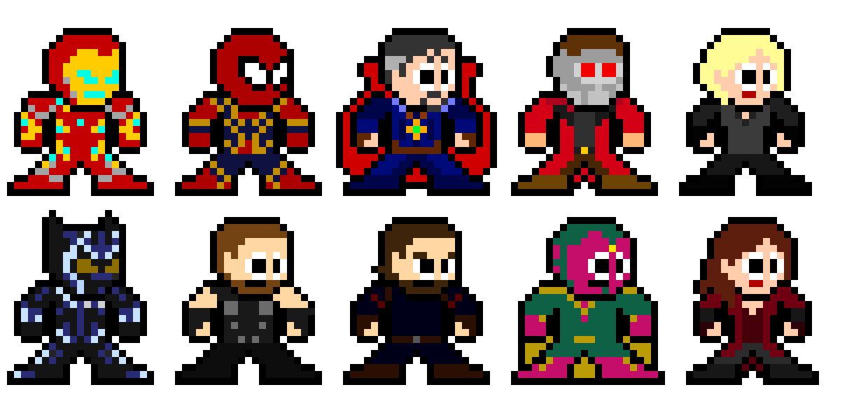 Show your love for the iconic franchise with this marvel avengers pixel art christmas sweatshirt. Avengers (unfinished) | Pixel Art Maker