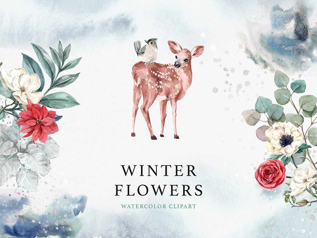 Free Winter watercolor and transparent png images free download. Download Winter Flowers Watercolor Clipart Free SVG
