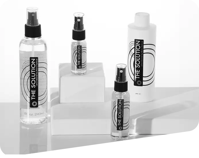 Styled Setup of The Solution bottles. Product Photography by Pixelight Photography, Frisco, TX