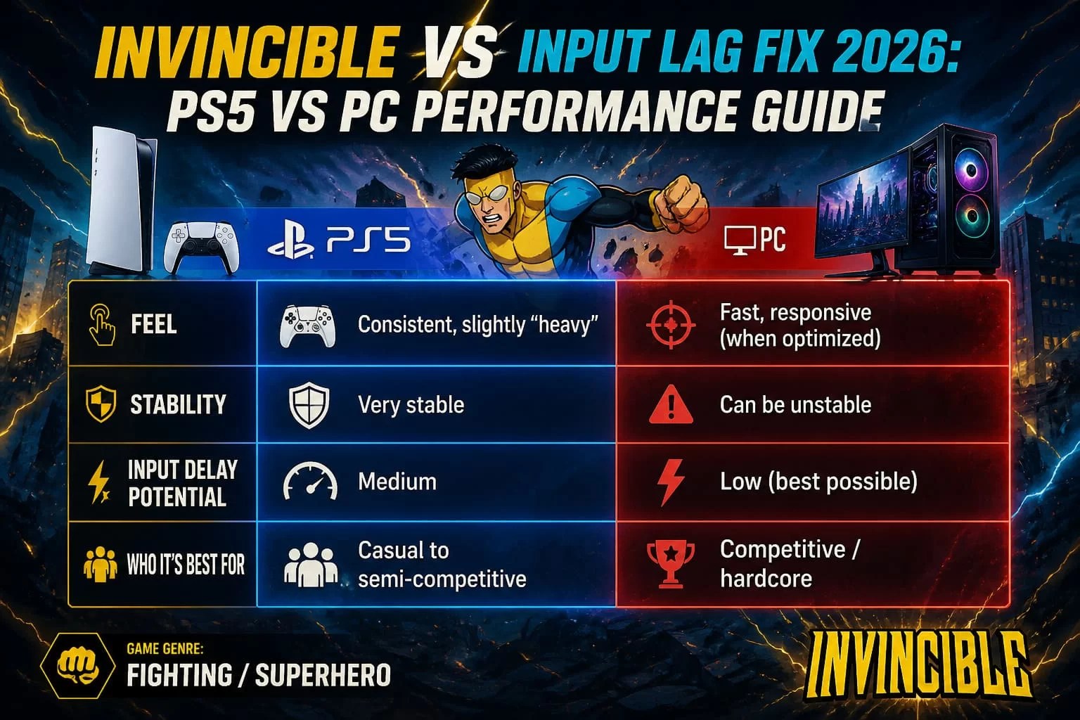 Invincible VS Input Lag Fix 2026 PS5 Vs PC Performance Guide Invincible VS Input Lag Fix 2026 PS5 Vs PC Performance Guide Tips 2 Optimized 