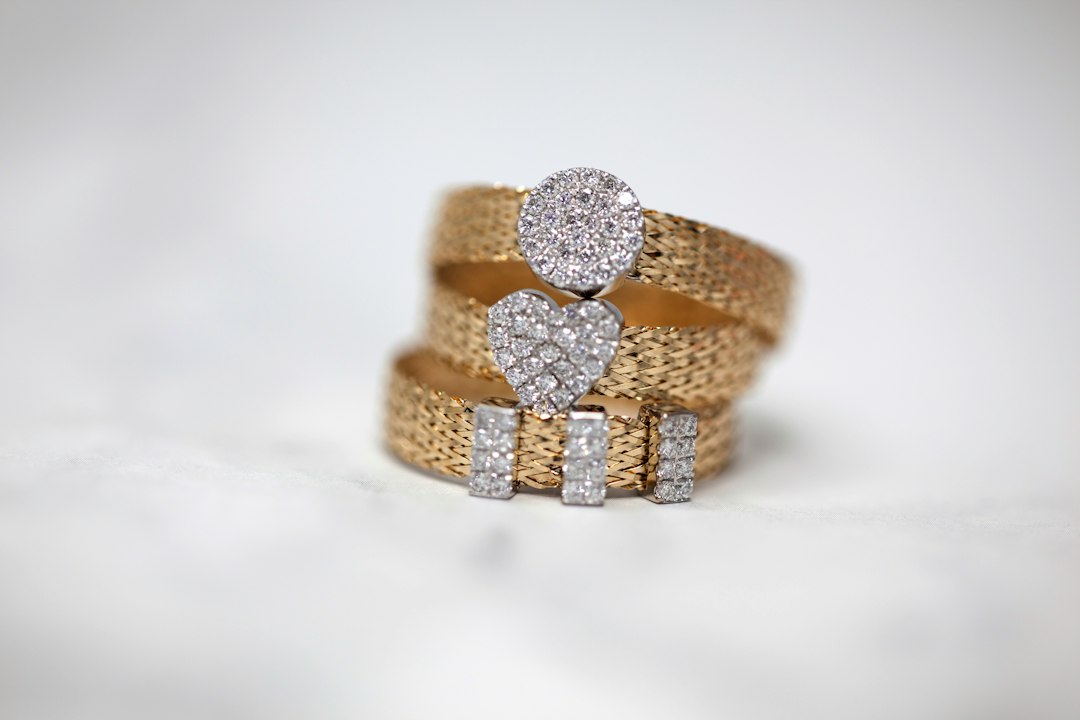 Gold rings photographed for a jewelry product catalog