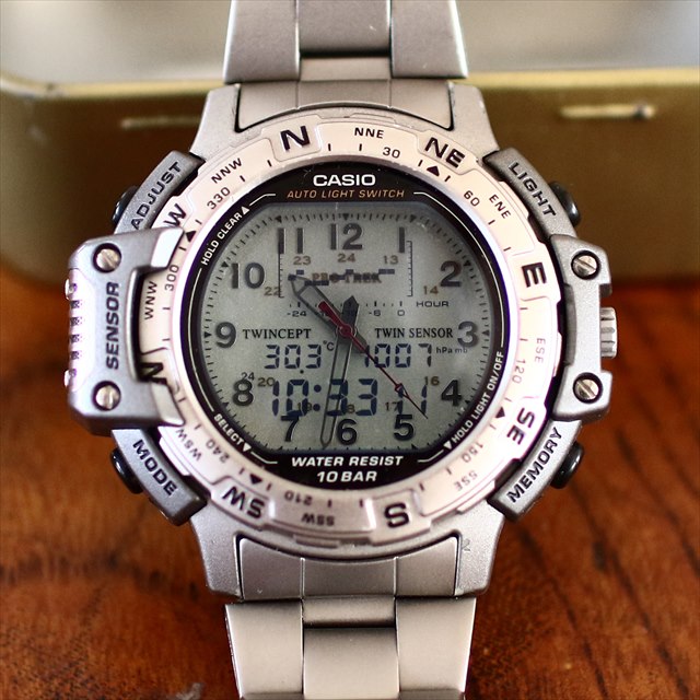 日陰乃民　プロトレック PRT-500T チタン 気圧 高度 温度 方位 日陰乃民様専用 プロトレック PRT-500T チタン 気圧 高度 温度