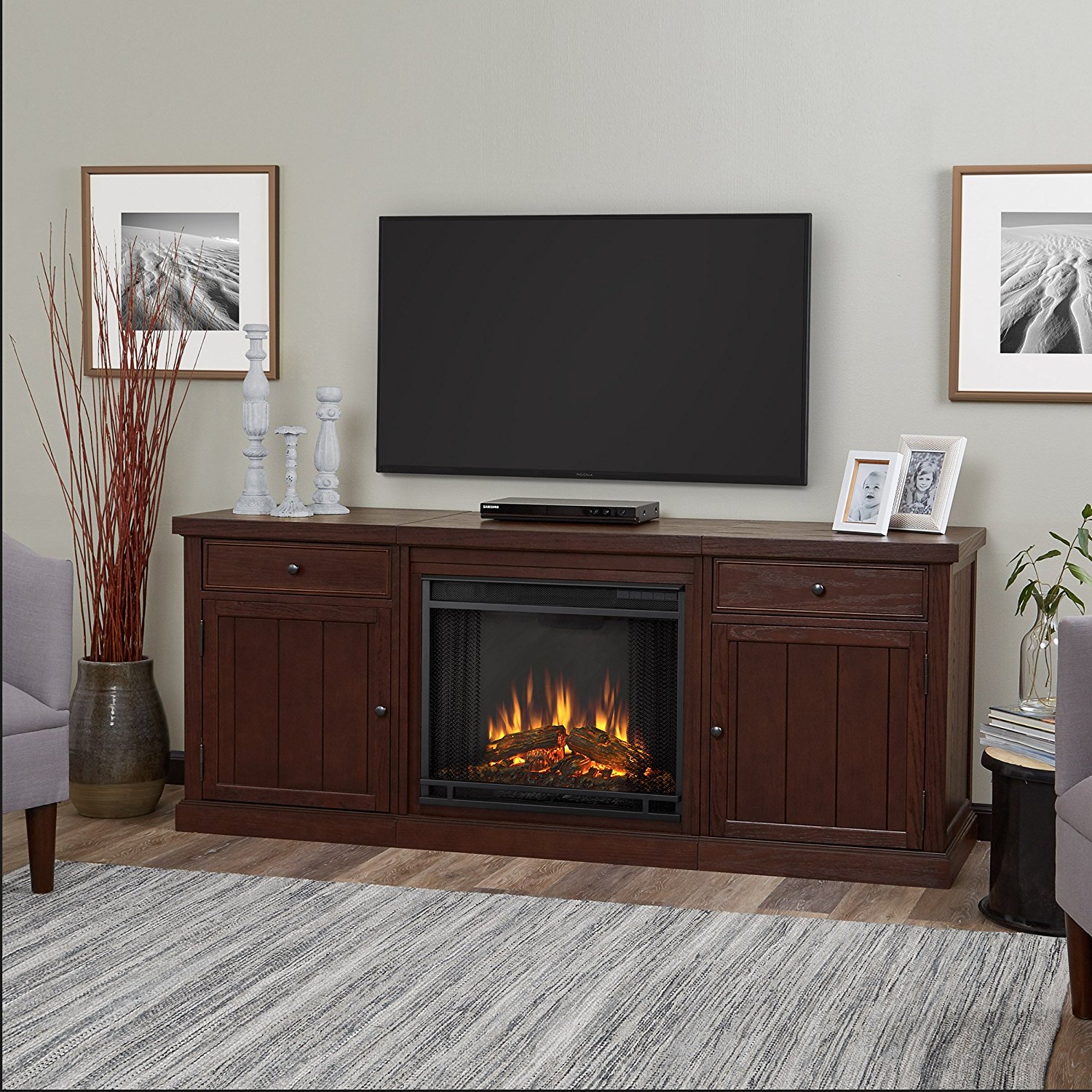 Tracey Grand Infrared Electric Fireplace Entertainment Center In Black 8720e Blk