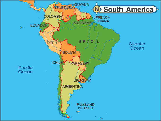 Map Of South America For Kids Free Image Download