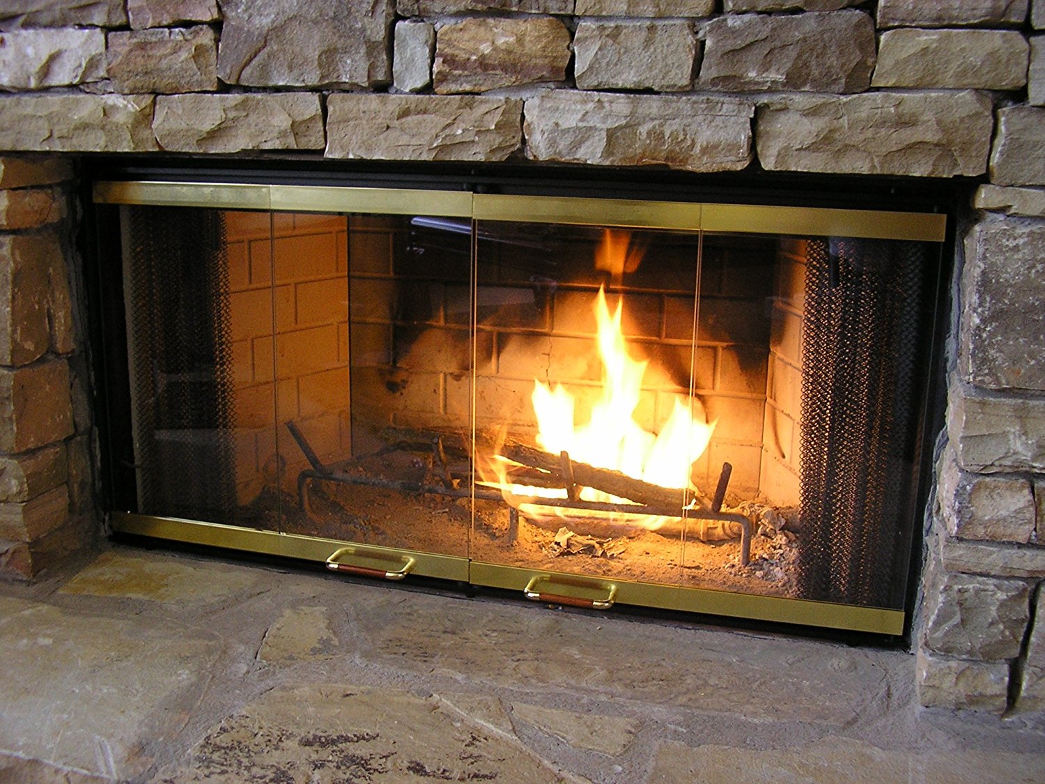 Pleasant Hearth Ascot Large Glass Fireplace Doors At 1002 The Home Depot