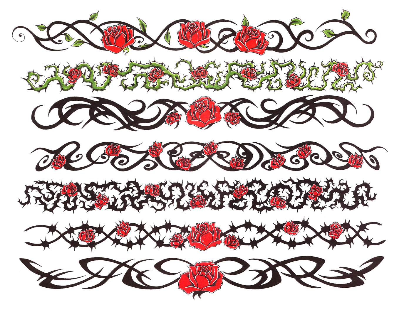 Black Green And Red Armbands Tattoo Designs Free Image