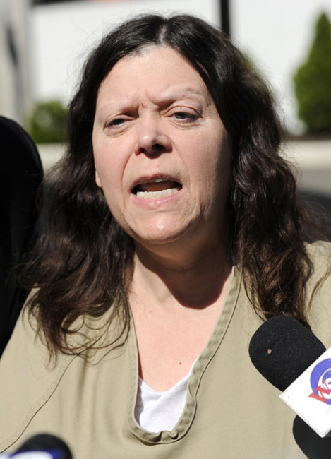 Marjorie Diehl-Armstrong during a break in her mental competency hearing in U.S. District Court in Erie, Pennsylvania, on May 22, 2008. U.S. District Judge Sean J. McLaughlin would find her mentally unfit for trial in the pizza bomber case in 2008, but find her competent in 2009. CHRISTOPHER MILLETTE/ERIE TIMES-NEWS