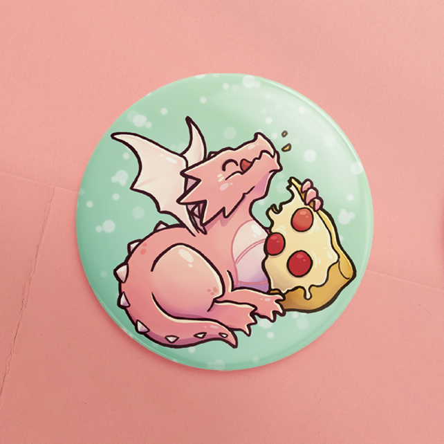 Pizzadrache Button (Pink)